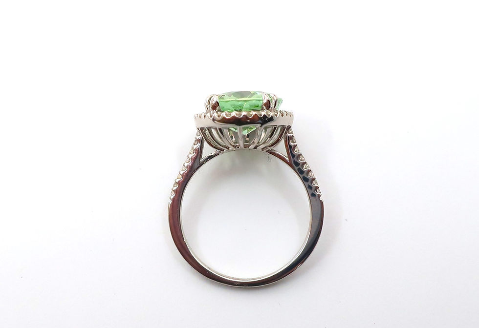 Thumbnail: Ladies Halo Design Tourmaline  and Diamond Ring in 14karat White Gold