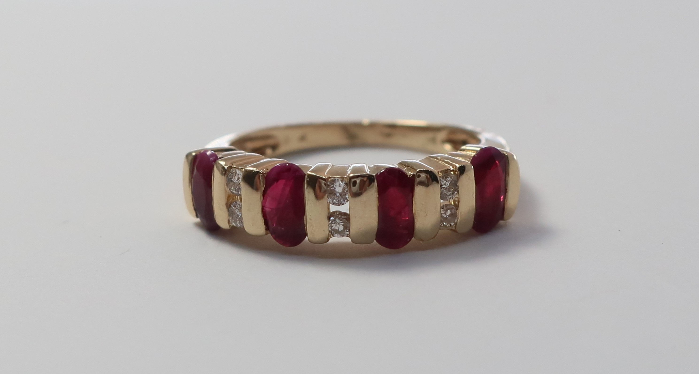 Ruby and Diamond Wedding or Anniversary Ring.