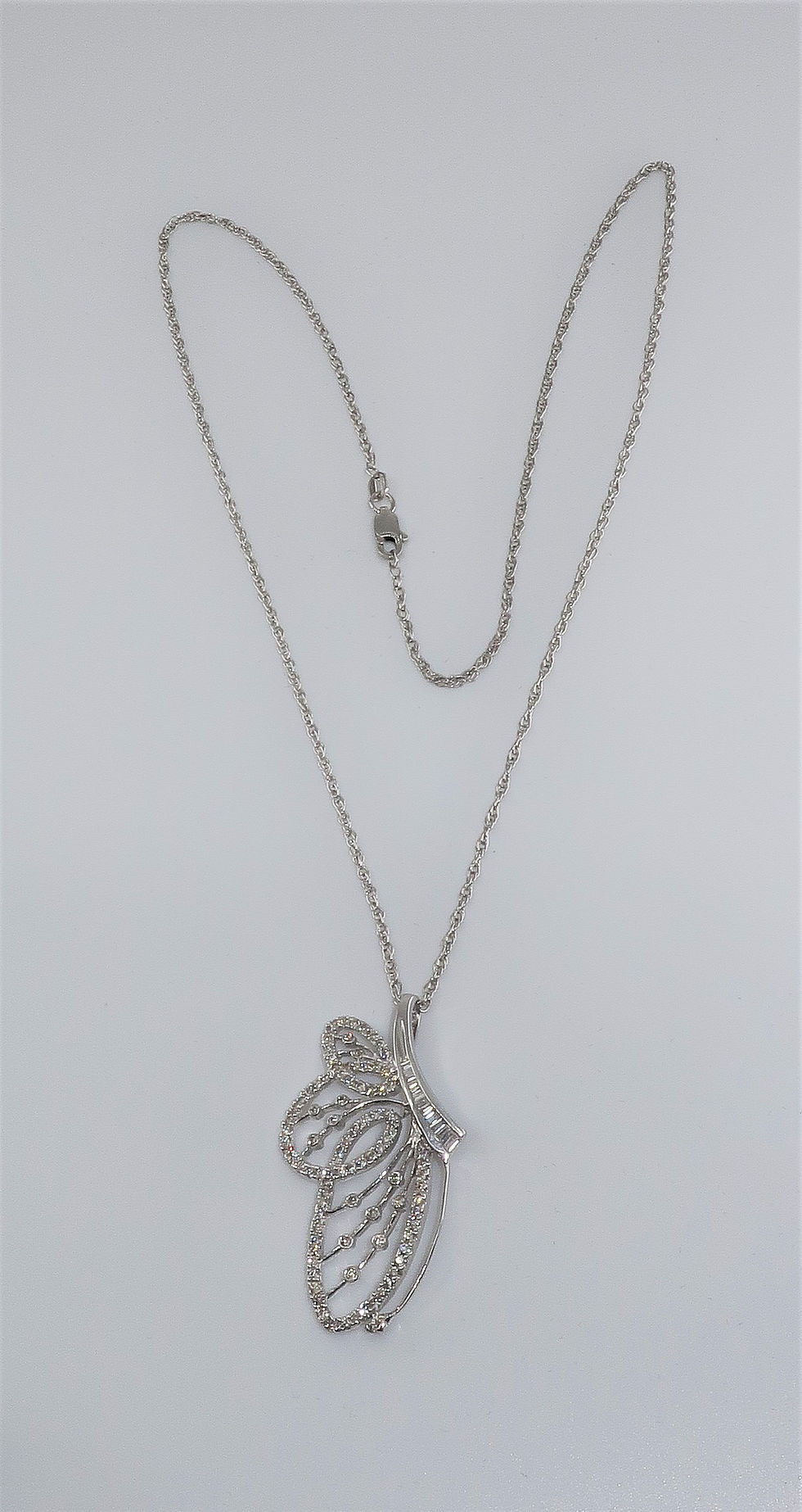Thumbnail: Art Nouveau Style Butterfly Pendant With Diamonds 1.25cttw