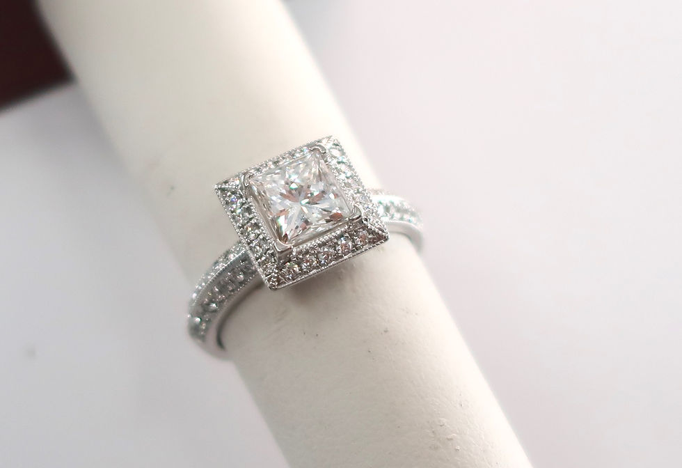 Thumbnail: Ladies Art-deco style Platinum Engagement Ring. 1.3/4ct tw