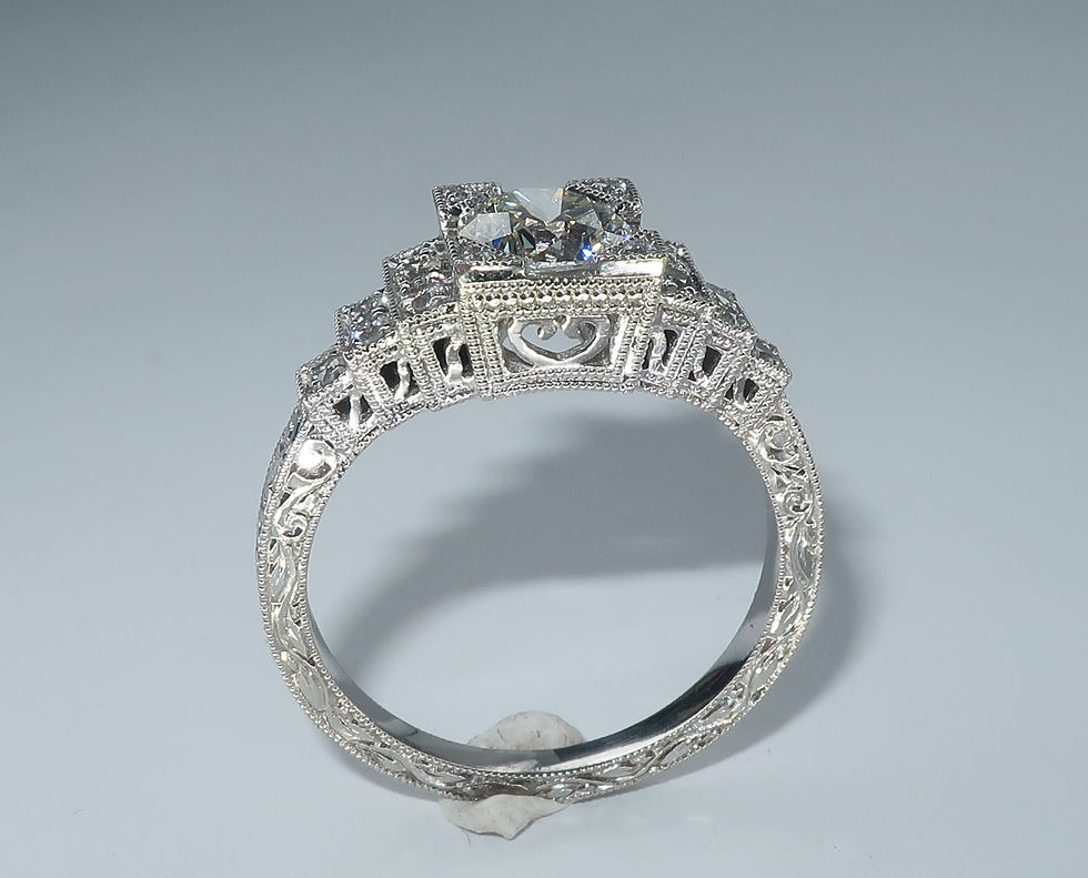 Thumbnail: Art-Deco Style Platinum Diamond Engagement Ring. 1.00cttw