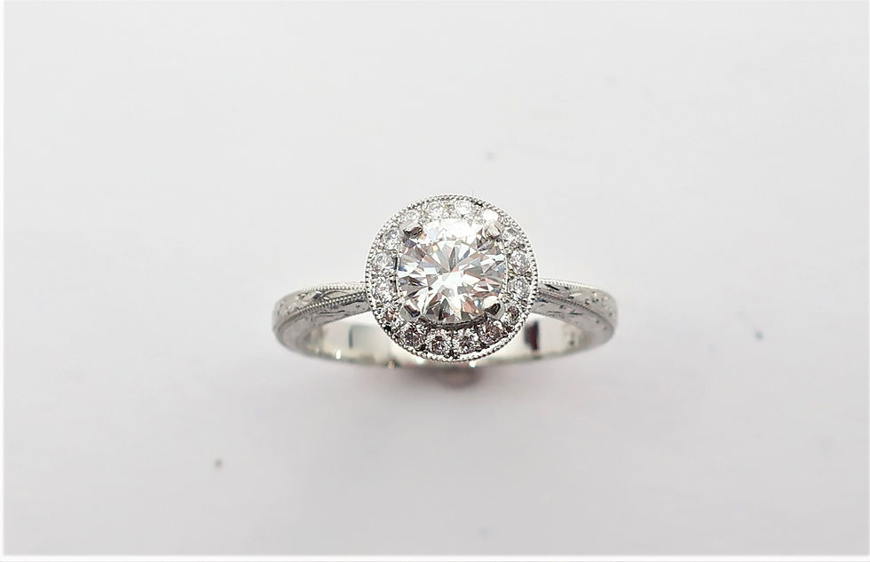 Thumbnail: Ladies Art-Deco Design Platinum and  Diamond Engagement Ring. 0.90cttw