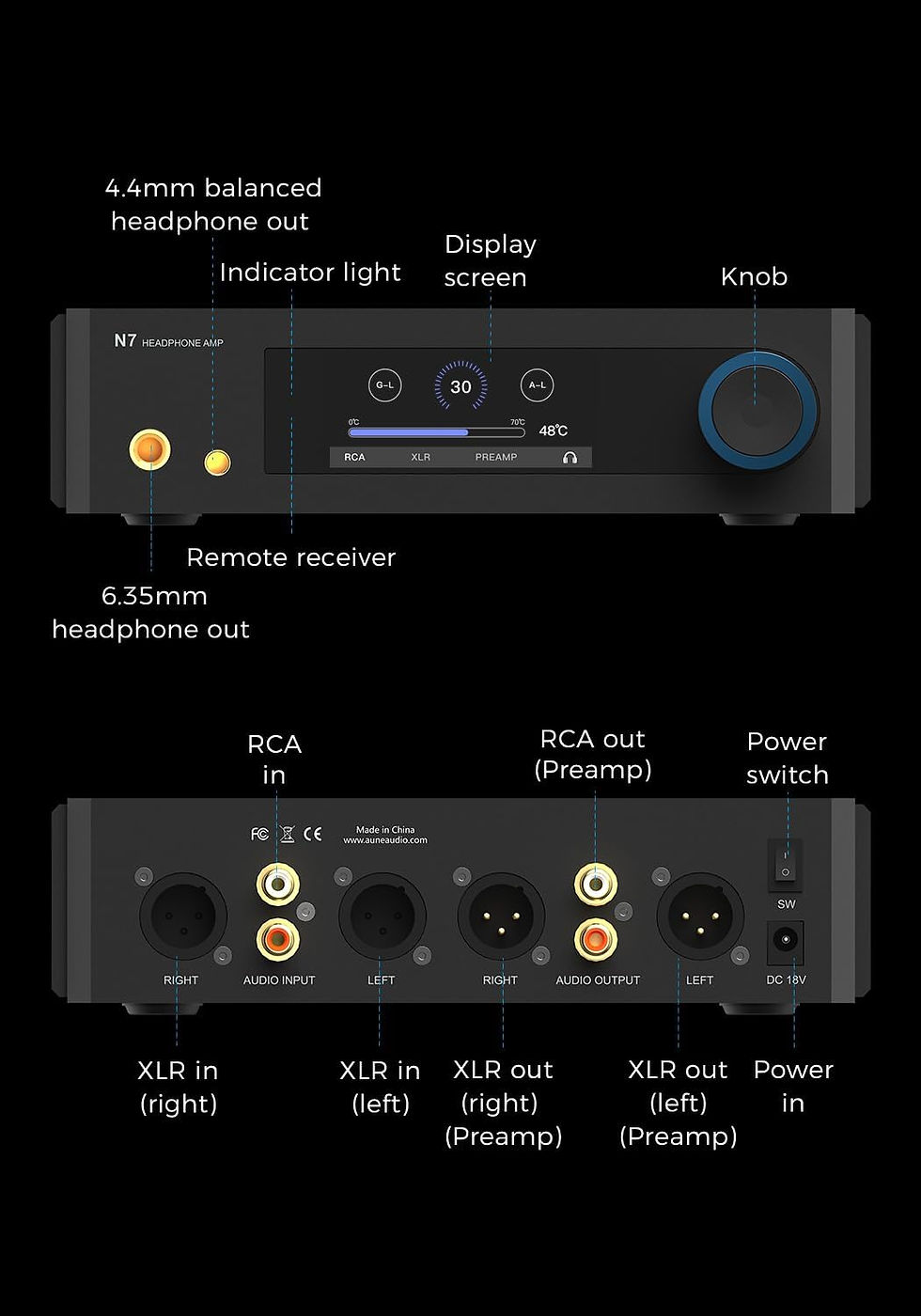 Thumbnail: Aune N7 Class-A Headphone Amp, Pre-amp, Pure Class-A Fully-Discrete Fully Balanc