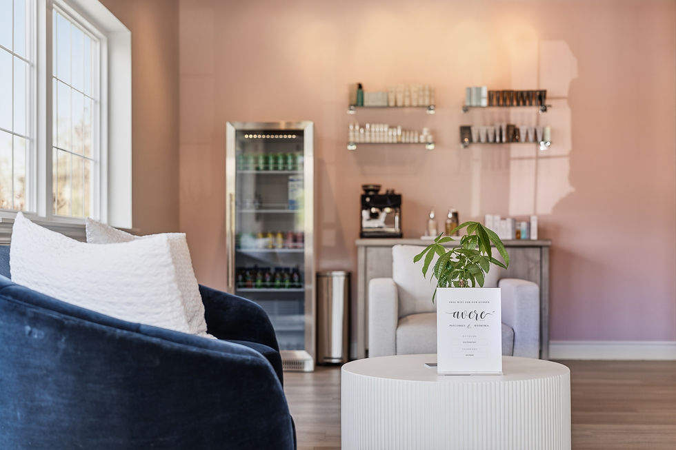 Waiting area at Avere Beauty in Cranberry