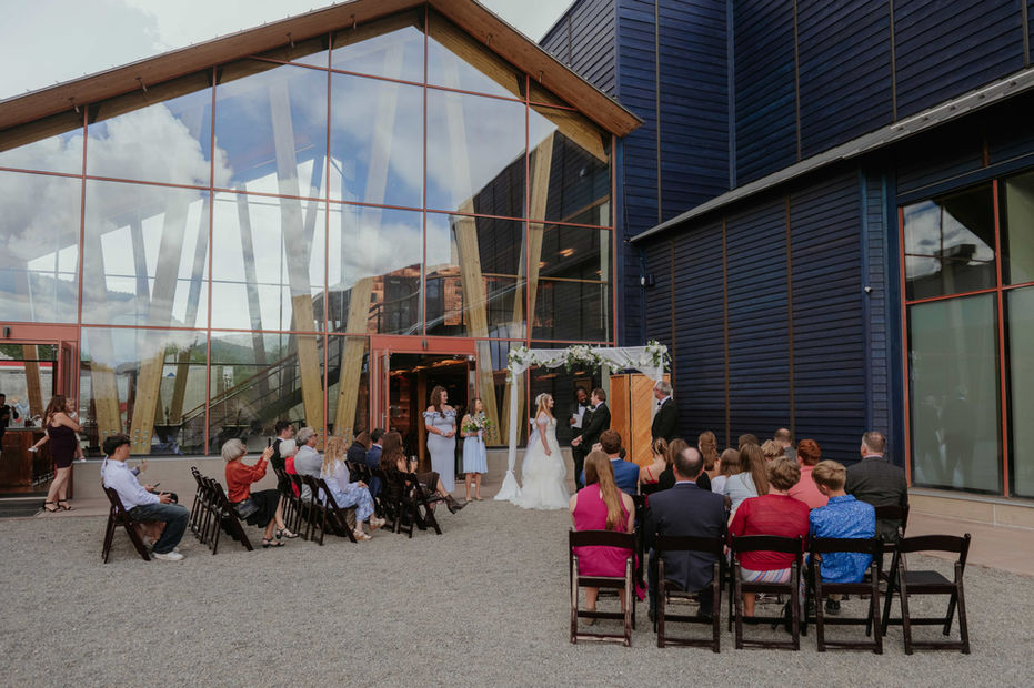 couple getting married in crested butte at the center for the arts
