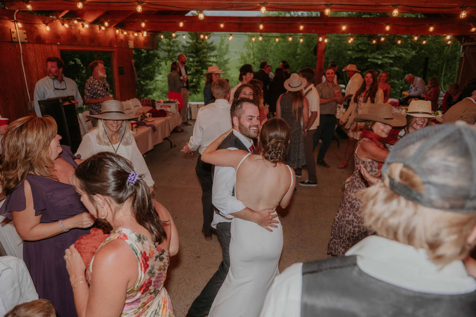 couple getting married in crested butte at mountain wedding garden