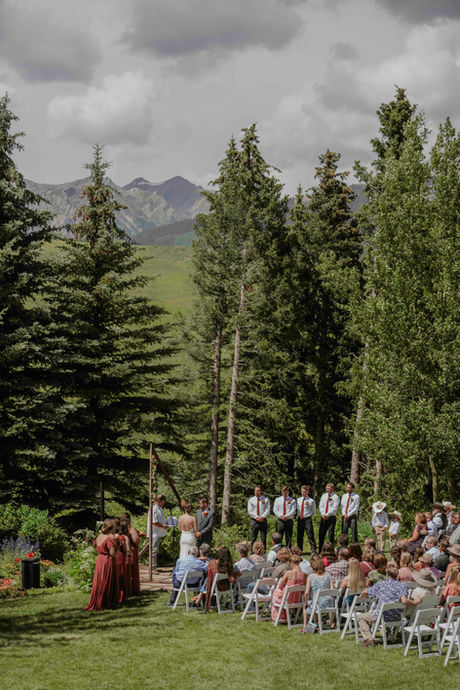 couple getting married in crested butte at mountain wedding garden