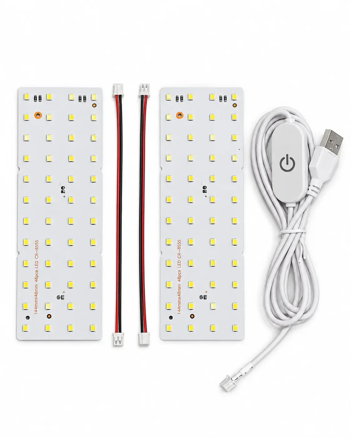 48 LED White Backlight Board 5V with 1.5M USB Touch ON/OFF Switch