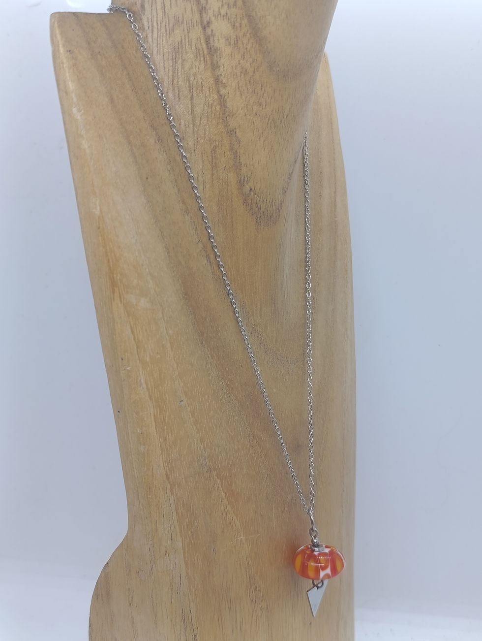 Miniature : Collier Seventies Orange Rouge, Acier inoxydable