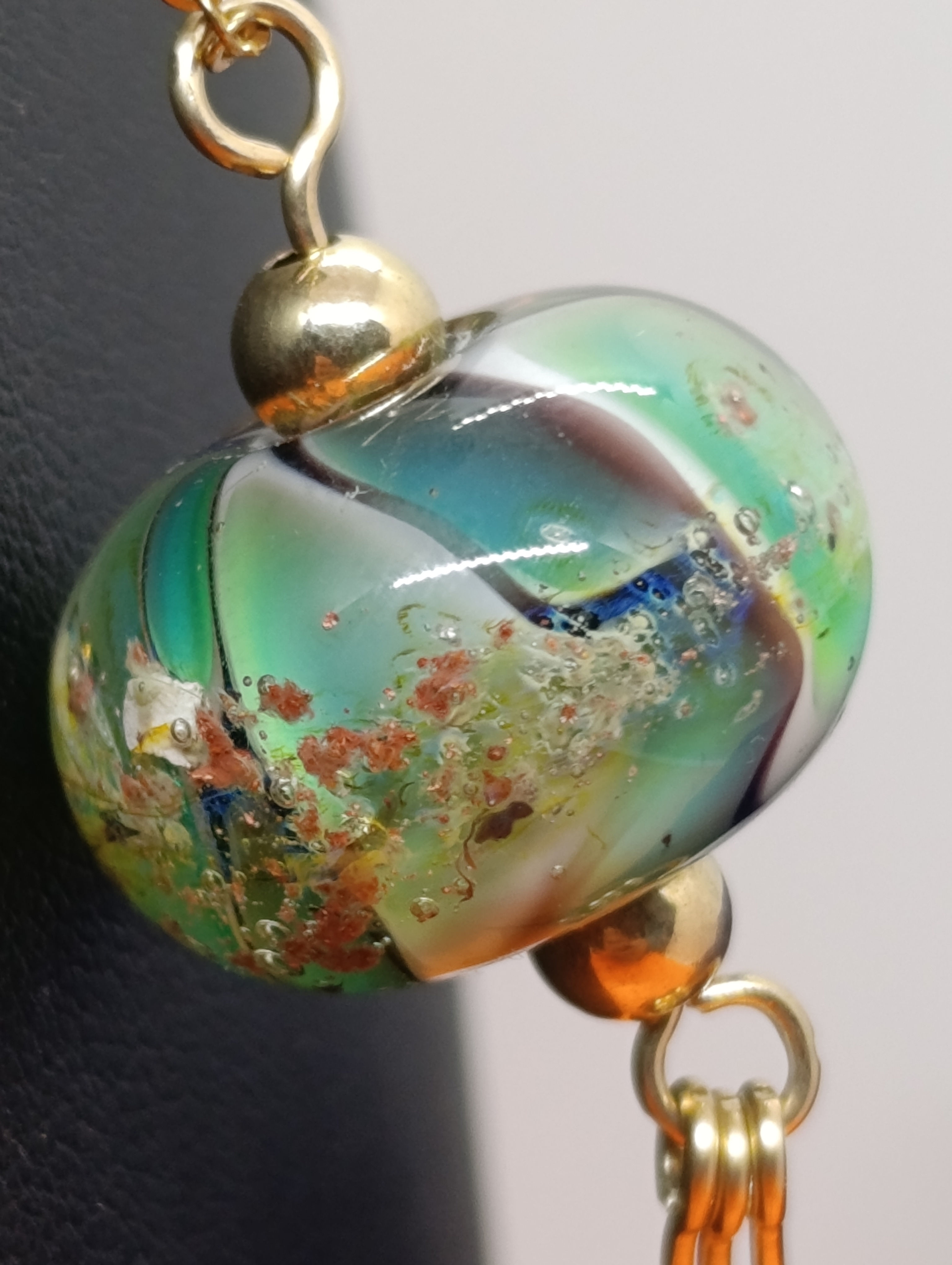 Collier Voie lactée Vert Noir, plaqué or