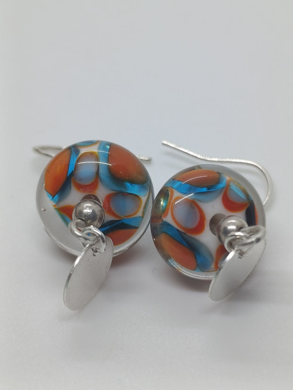 Miniature : Boucles d'oreille Seventies Rouge Bleu, Argent 