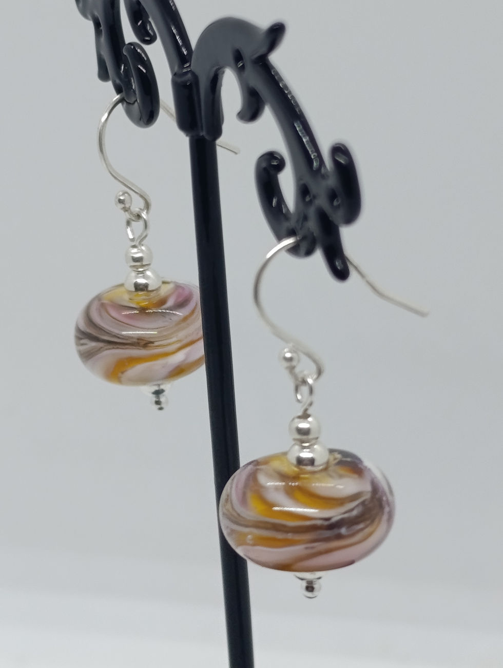 Boucle d'oreilles Acanthe Rose Orange, Argent