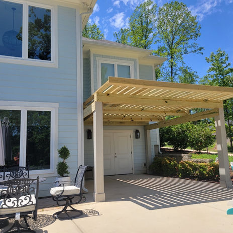 Lake Norman Deck and Patio specializes in custom made pergolas.