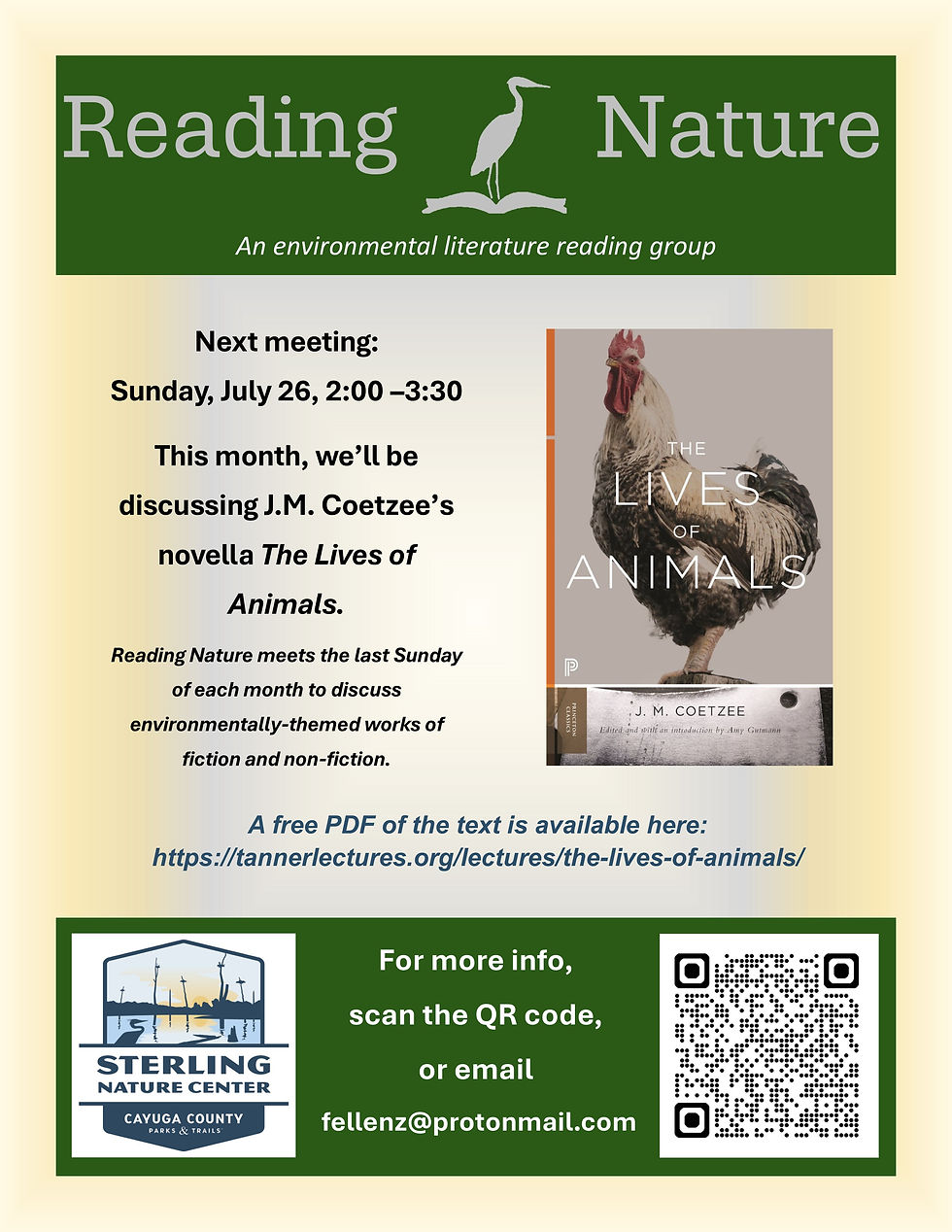 Reading Nature : The Lives of Animals by J.M. Coetzee
