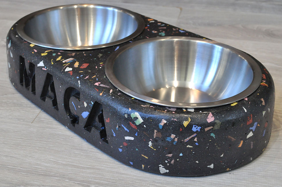 Küçük resim: Beton Terrazzo | Mama Kabı Çiftli | 2 x 1,6 Litre