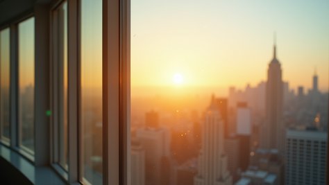 Die Sonne scheint durch ein Fenster.