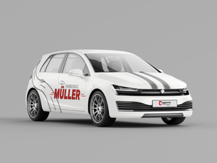 Eine Teilverklebung auf weißem Auto.