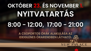 ÜNNEPI NYITVATARTÁS / ÓRAREND