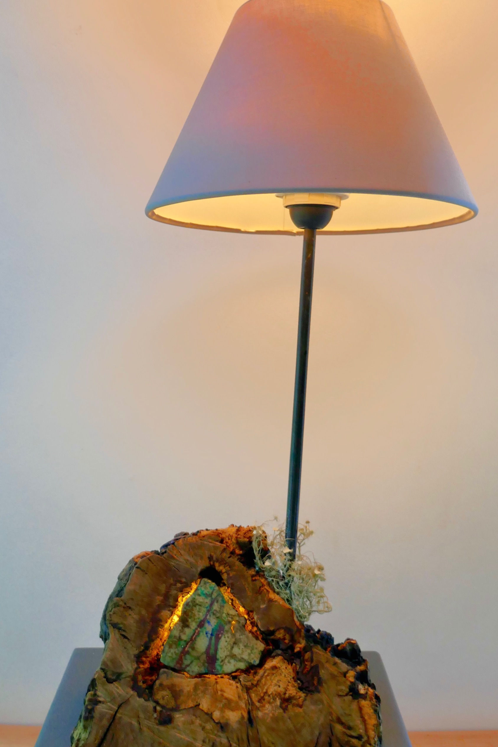 Lampe  Azurite,Malachite éclairée