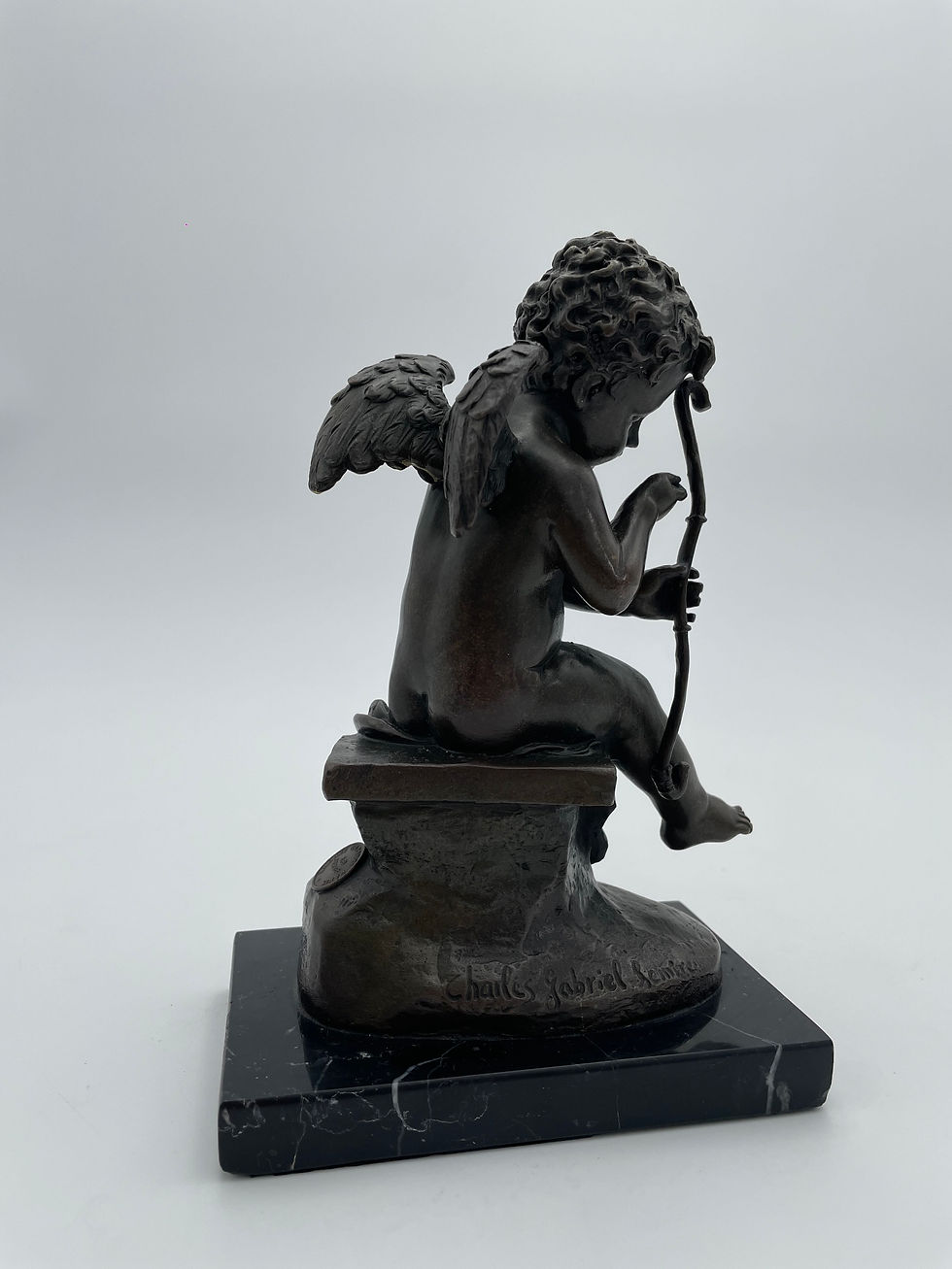 Miniature : Bronze Cupidon réparant son arc Charles Gabriel LEMIRE