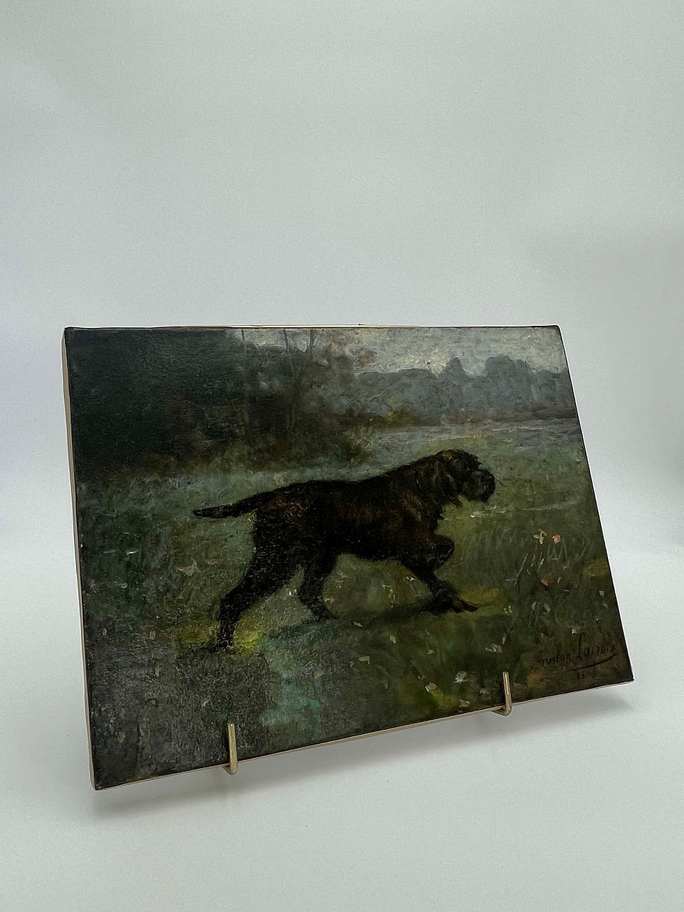 Miniature : Huile sur toile "Le cocker"  LACROIX Tristan (1849-1914) datée 1895