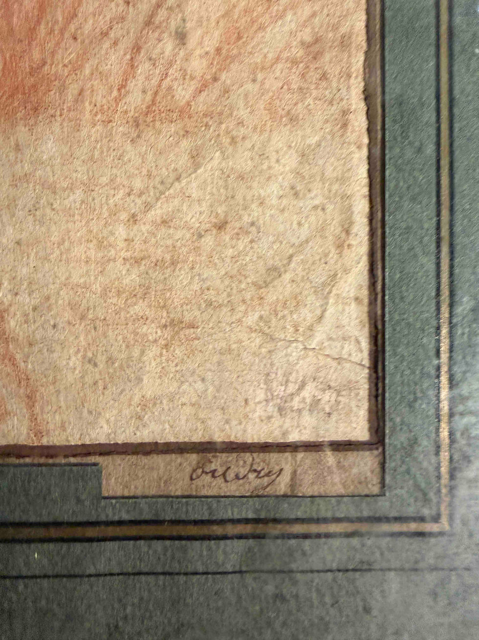 Miniature : Sanguine sur papier  "Tête de chèvre" attribué à OUDRY École française du XVIIIe