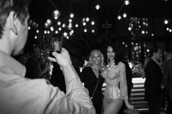 Magnum Opus Productions Hudson Valley Event Entertainment. Feather Flapper girls, Art Deco, speakeasy showgirls. Martina Markota. angel charity gala