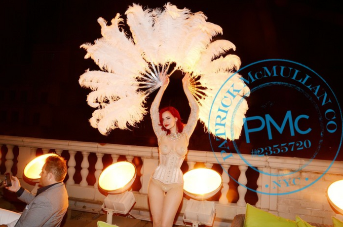 Magnum Opus Productions Hudson Valley Event Entertainment. Feather Flapper girls, Art Deco, speakeasy showgirls. Martina Markota.  angel charity gala