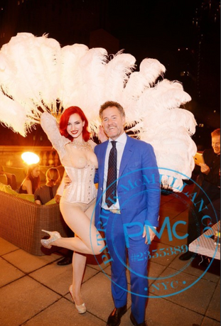 Magnum Opus Productions Hudson Valley Event Entertainment. Feather Flapper girls, Art Deco, speakeasy showgirls. Martina Markota. angel charity gala