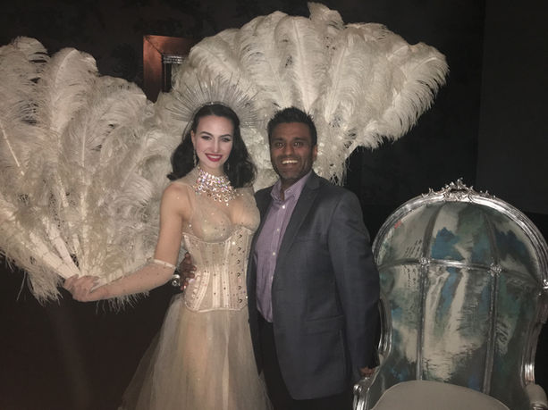 Magnum Opus Productions Hudson Valley Event Entertainment. Feather Flapper girls, Art Deco, speakeasy showgirls. Martina Markota. angel charity gala