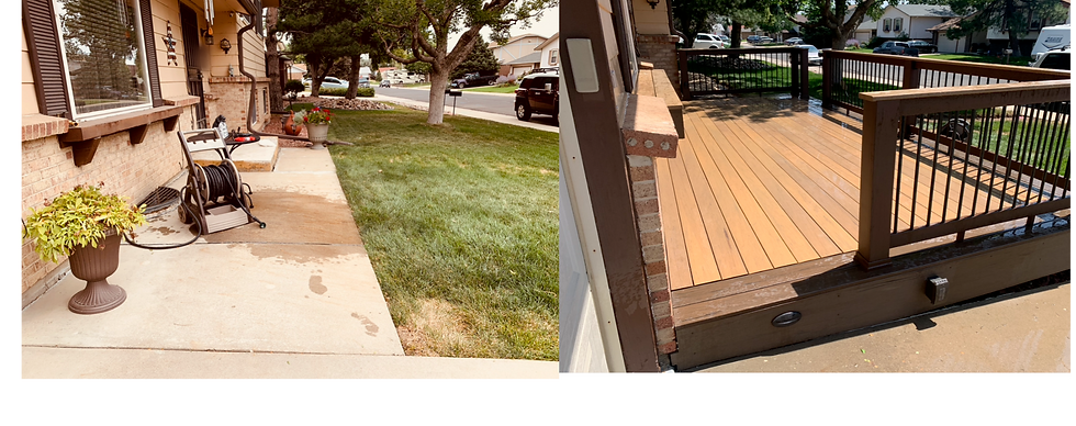 Before and after: new front deck with composite decking and metal railings