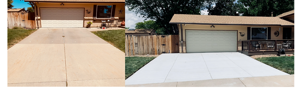 Before and after: old driveway replaced with a new concrete driveway