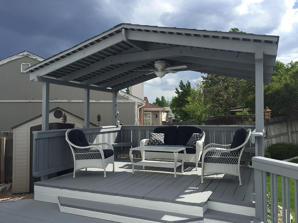 Covered deck with patio seating