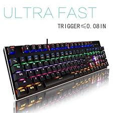 magicelec Mechanical Keyboard with Blue Switches,104-Key Rainbow Gaming Keyboard with Preset and Cus