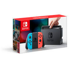 Nintendo Switch with Neon Blue and Neon Red Joy-Con