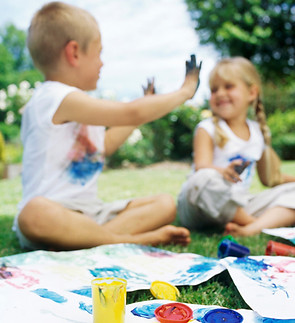 Kids Painting Outdoors