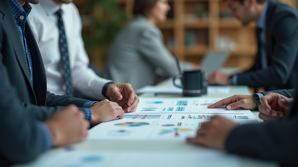 Eye-level view of a consultant discussing production plans with a client