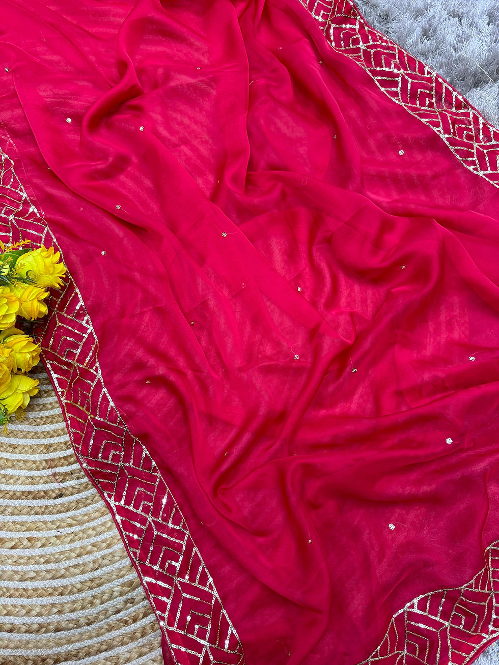 Thumbnail: Designer Hand Zardosi work partywear Organza Saree