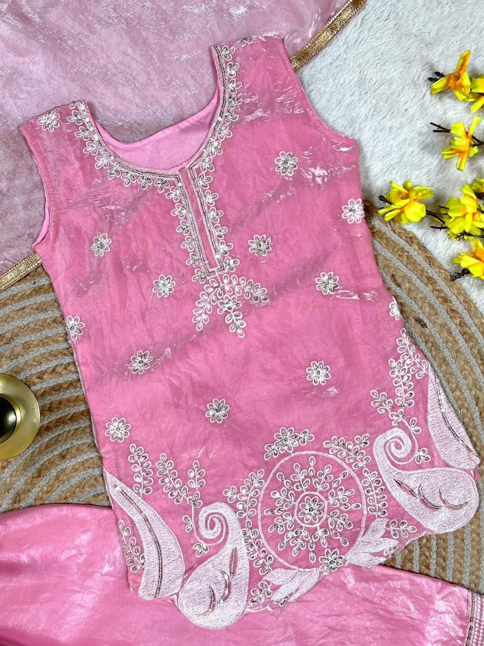 Thumbnail: Kids Ethnic Palazzo Dress Girls Designer Festival Wear Outfit