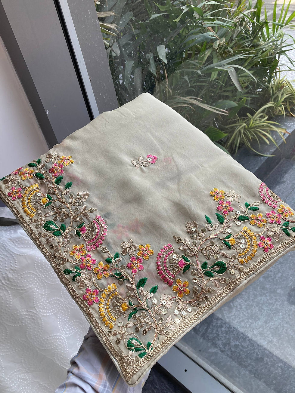 Thumbnail: Women Soft Silk Saree with Embroidery and Cutwork Border