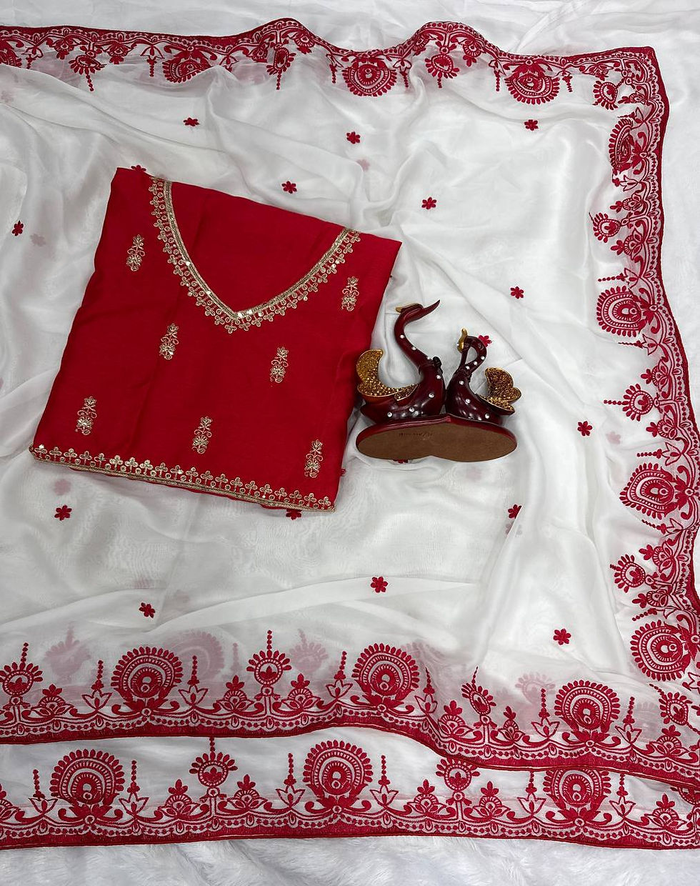 Thumbnail: Soft Catonic Rangoli Silk Saree with Multi Embroidery Work and Mono Banglori Seq