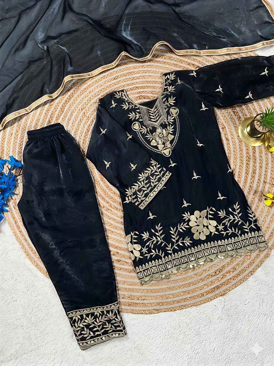 Thumbnail: Kids Ethnic Palazzo Dress Girls Festival Party Wear Outfit