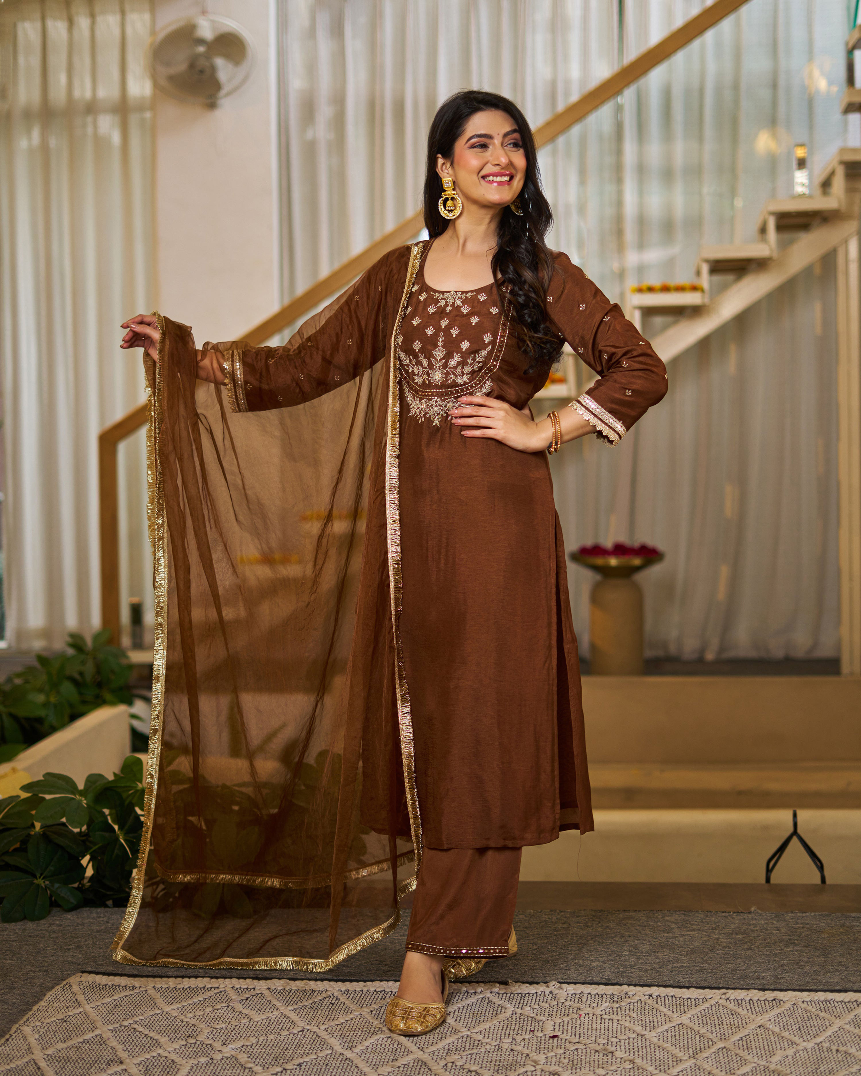 Designer Vichitra Silk Suit Set for Women Festive Party Wear