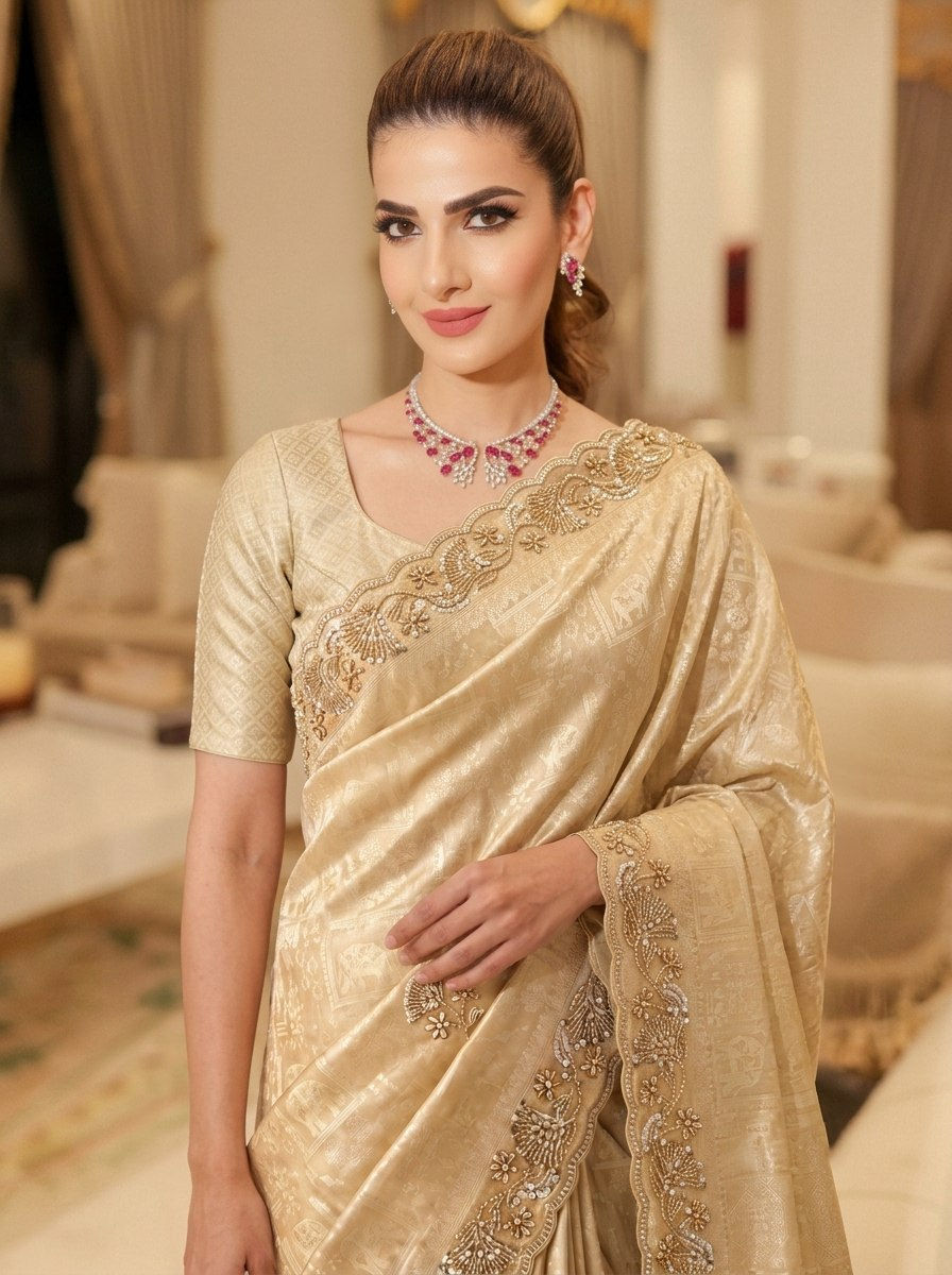 Thumbnail: Women's Pure Kanjivaram Silk Saree with Running Blouse
