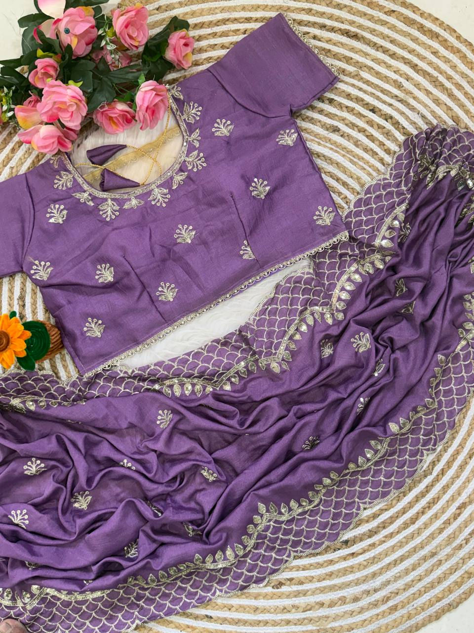 Thumbnail: Step into elegance with this premium Vichitra silk saree, beautifully designed w