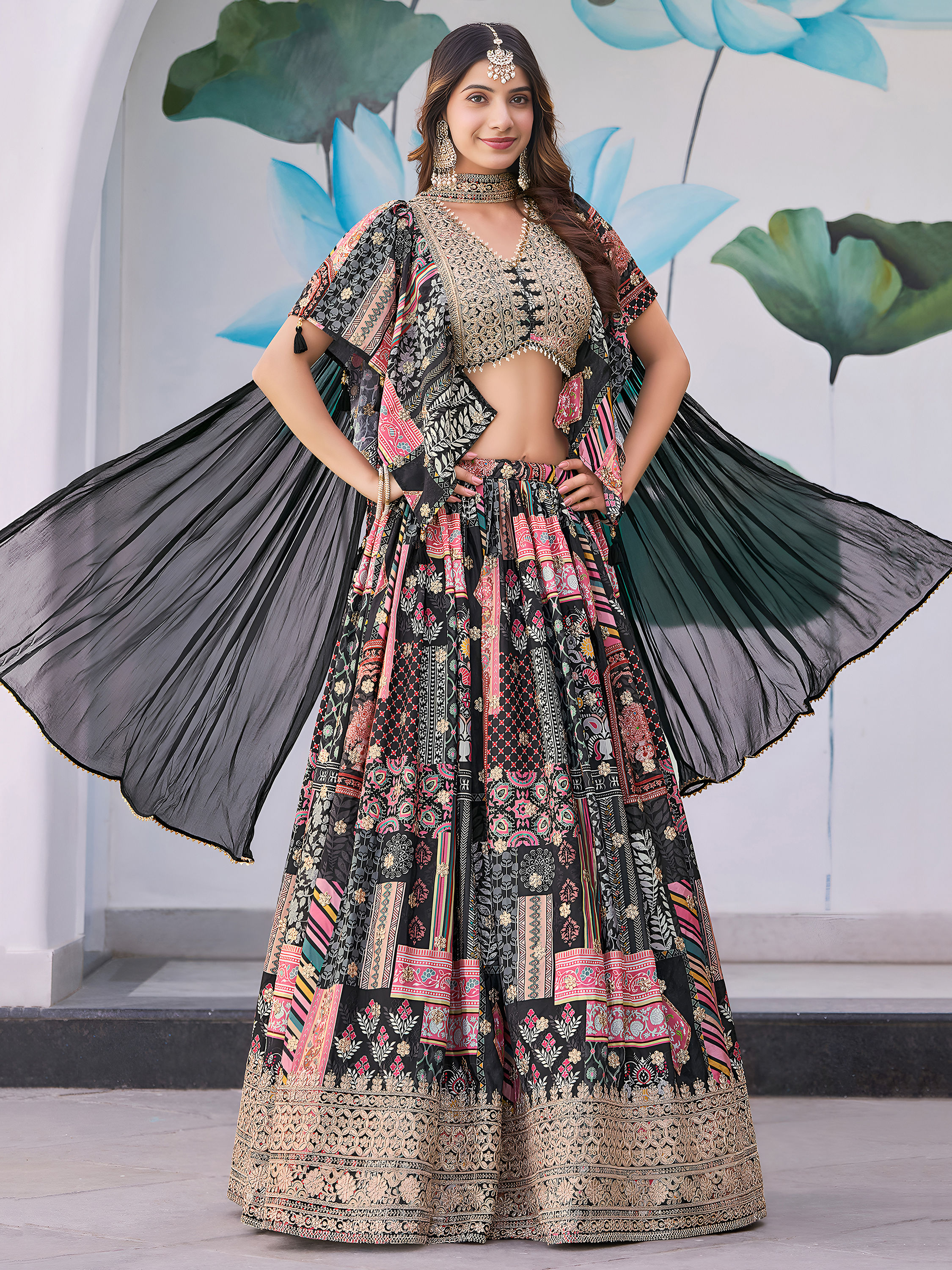 copy of Dola Silk Jacquard Lehenga Choli with Zari and Sequins Embroidery and Or