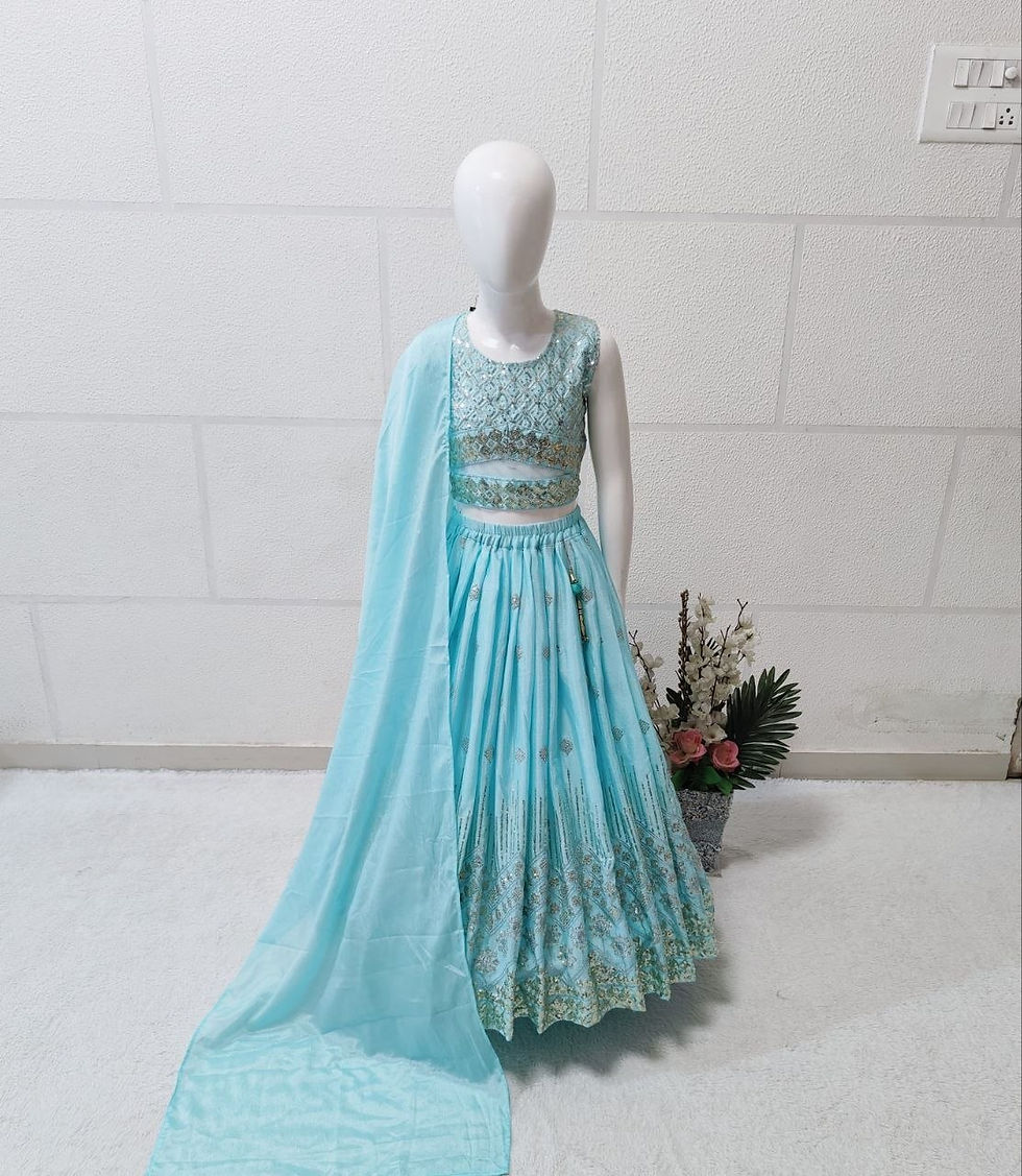 Thumbnail: Kids Ethnic Lehenga Choli Girls Festive Designer Outfit Set