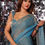 Thumbnail: Blue Copper Metallic Satin Saree with Pendants and Blouse Fabric
