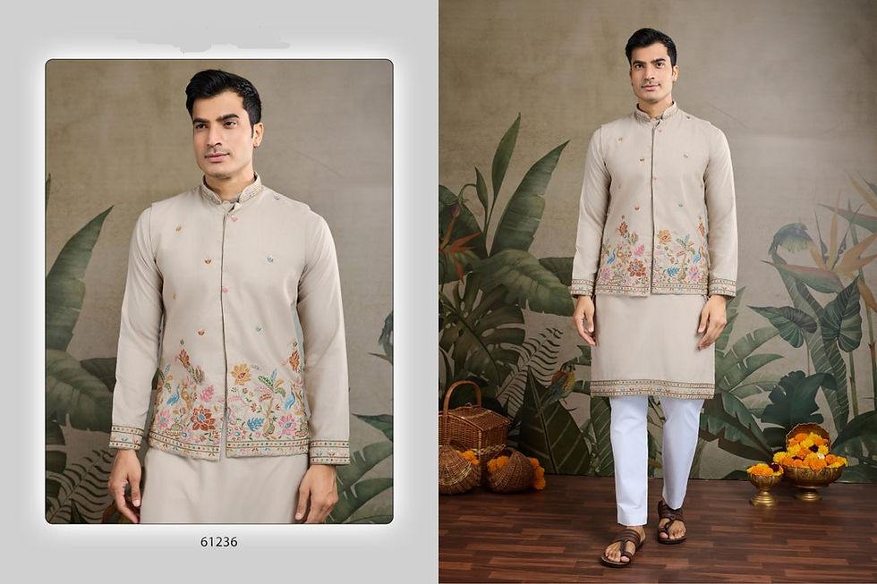 Thumbnail: Men’s Ethnic Kurta Set with Koti and Pant – Perfect for Festive Season