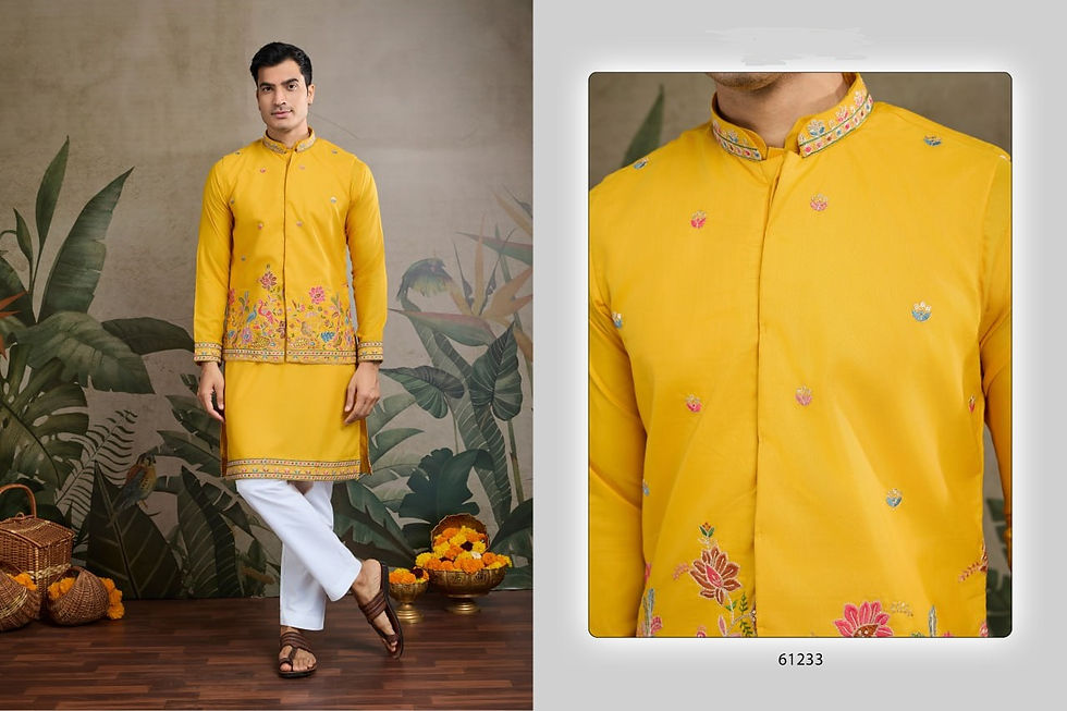 Thumbnail: Men’s Ethnic Kurta Set with Koti and Pant – Perfect for Festive Season
